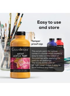 Granotone GRANOTONE Acrylic Colour Art and Craft Paint, DIY Paint, Rich Pigment, Non-Craking Paint for Canvas, Wood, Leather, Earthenware, Metal 500 ml (GOLDEN YELLOW)  - Image 5