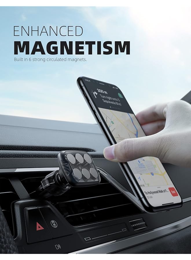 Excefore Car Magnetic Phone Holder, Magnetic Car Mount, 6 Strong Magnets, Vent Cell Phone Holder, Compatible With All Smartphones (Black) - Image 2