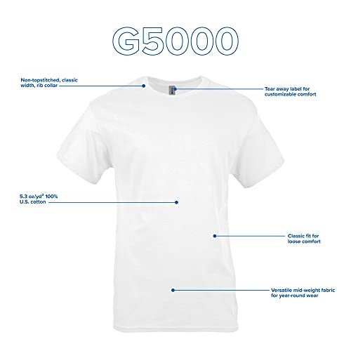 Gildan تي شيرت قطن ثقيل للبالغين من جيلدان، طراز G5000، عبوة متعددة، أبيض (3-pack)، كبير US - Image 4