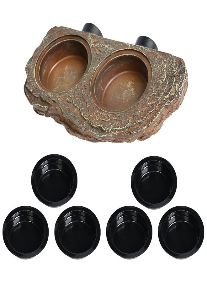 OIIBO Magnetic Reptile Feeder Ledge, Crested Gecko Feeding Ledge with 6PCS Food Cups Reptile Food Dish Water Bowl Tank Accessories for Bearded Dragon Chameleon Lizard Snake - Image 1