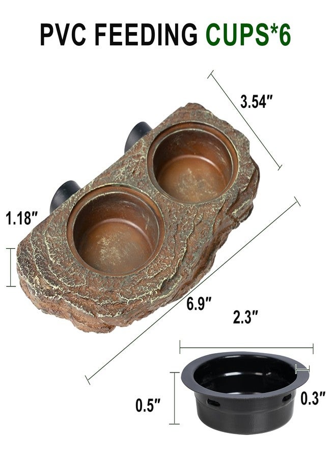 OIIBO Magnetic Reptile Feeder Ledge, Crested Gecko Feeding Ledge with 6PCS Food Cups Reptile Food Dish Water Bowl Tank Accessories for Bearded Dragon Chameleon Lizard Snake - Image 2