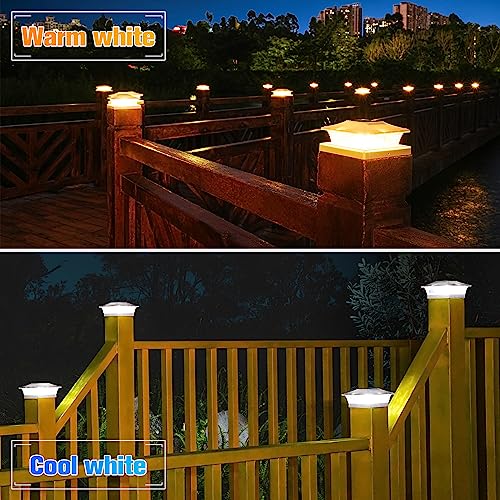 VOLISUN Solar Post Cap Lights Outdoor 4x4/6x6 Wooden/Vinyl Fence Cap Lights for Patio/Garden,Warm White with 2 Lighting Modes Waterproof,ABS Shell Lens White (6 Pack) - Image 3