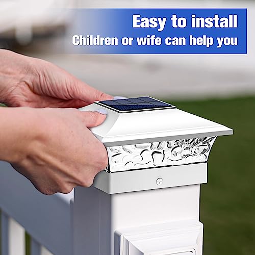VOLISUN Solar Post Cap Lights Outdoor 4x4/6x6 Wooden/Vinyl Fence Cap Lights for Patio/Garden,Warm White with 2 Lighting Modes Waterproof,ABS Shell Lens White (6 Pack) - Image 4