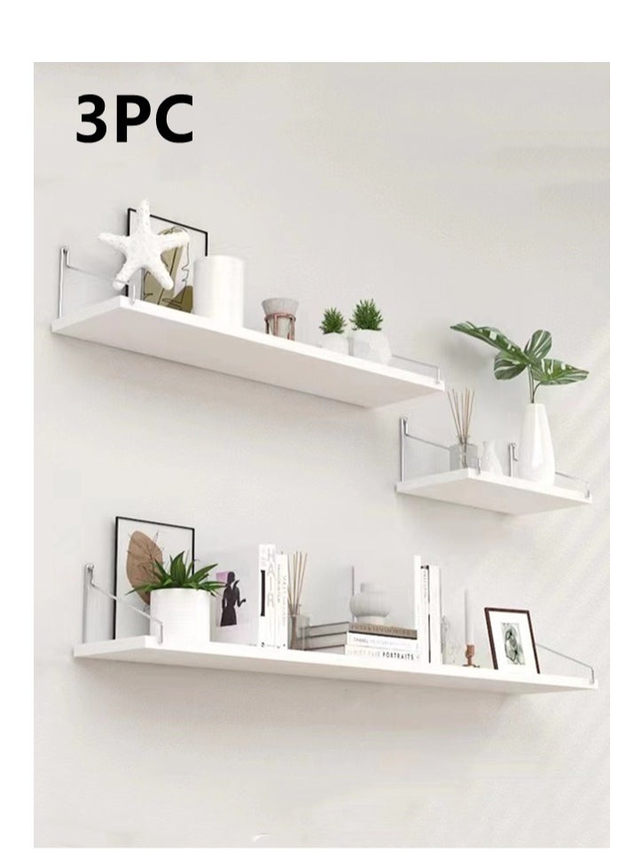 Kutis 3-Piece Floating Shelve Set Decorate Storage Shelf White 90x15cm And 60x15cm And 30x15cm  - Image 1