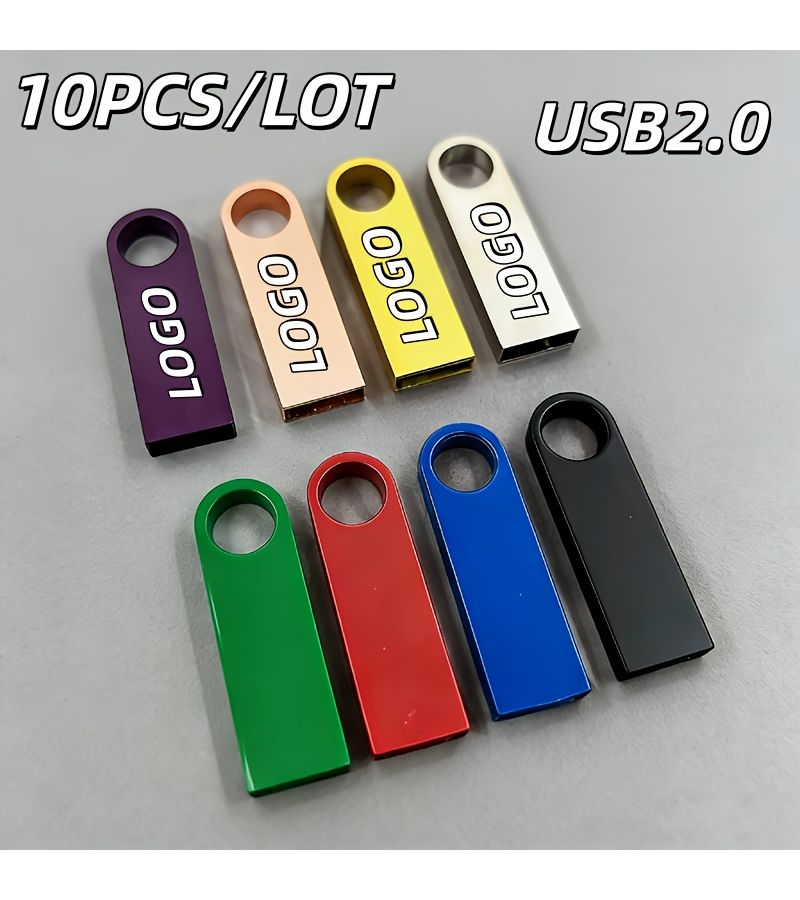 10 قطع من محرك أقراص USB فلاش معدني 2.0 بقلم 16 جيجابايت ذهبي هدية تجارية - Image 4