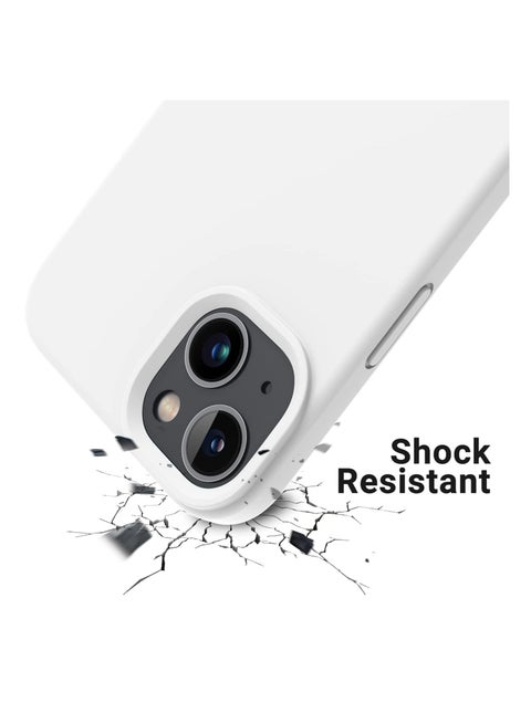 Zobitek iPhone 13 Soft Liquid Silicone Case, Shockproof Full Rubber Protective Cover with Raised Camera Edges with Matte Finish and Soft Microfiber Lining (iPhone 13, White)