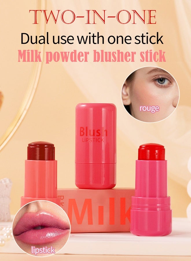 Milk Powder Blusher Stick, Cooling Water Jelly Tint Lip + Cheek Blush Stain, Blush Stick for Cheeks, Jelly Blush Stick, Longlasting Non-Stick, Paraben-Free #04 - Image 2