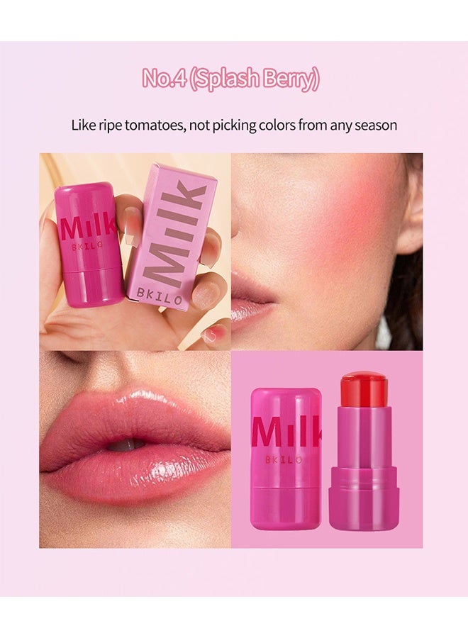 Milk Powder Blusher Stick, Cooling Water Jelly Tint Lip + Cheek Blush Stain, Blush Stick for Cheeks, Jelly Blush Stick, Longlasting Non-Stick, Paraben-Free #04 - Image 3