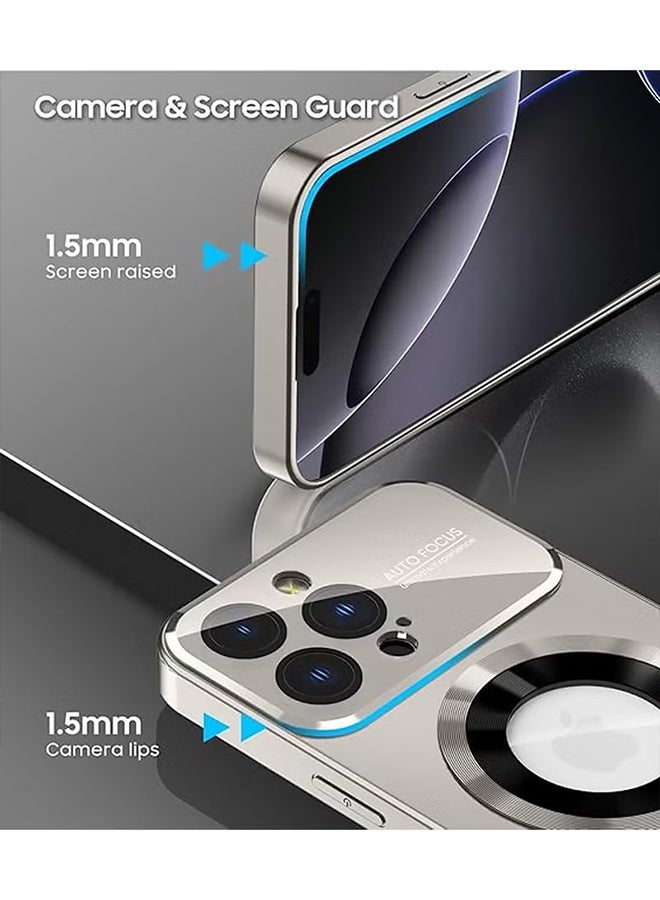 هابي دي غطاء مغناطيسي لهاتف iPhone 16 Pro Max، واقي عدسة الكاميرا مع غطاء كامل للنوافذ، هوية بصرية، مقاوم للخدش، مقاوم للماء والعرق، نحيف - رمادي تيتانيوم - Image 3