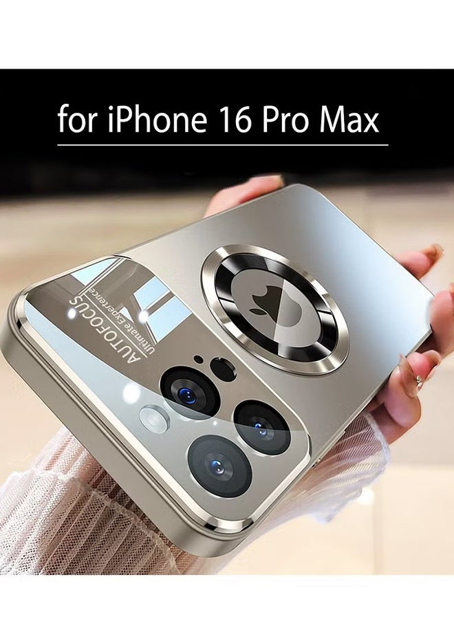 هابي دي غطاء مغناطيسي لهاتف iPhone 16 Pro Max، واقي عدسة الكاميرا مع غطاء كامل للنوافذ، هوية بصرية، مقاوم للخدش، مقاوم للماء والعرق، نحيف - رمادي تيتانيوم - Image 1