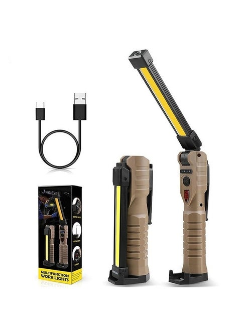 LED Work Light,USB Rechargeable Foldable Flashlight Work Light With Magnetic Base And 3 Light Modes