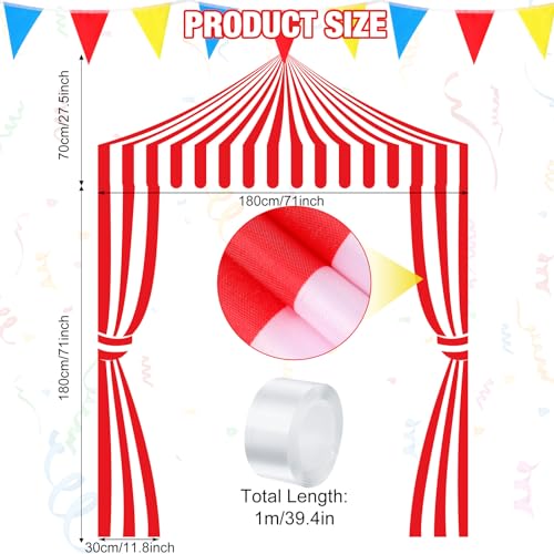 Ziliny 3 Pcs Carnival Party Decorations Circus Tent Awning Halloween Red White Banner Concession Stand(Striped Style) - Image 2