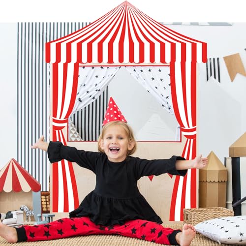 Ziliny 3 Pcs Carnival Party Decorations Circus Tent Awning Halloween Red White Banner Concession Stand(Striped Style) - Image 4