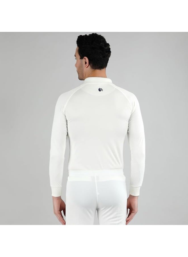 DSC Passion Full Sleeve Cricket T-Shirt – Size 34 | White/Navy | Men’s Polyester Quick-Dry Sports Jersey for Match, Practice & Training | Breathable, Lightweight & Comfortable - Image 2