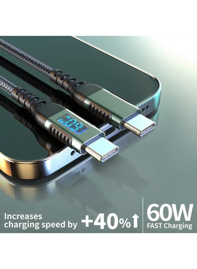 Laihonen كابل USB C سريع الشحن بطول 10 أقدام بشاشة LED عرض مدمجة مضفر من النايلون للشحن السريع - Image 2