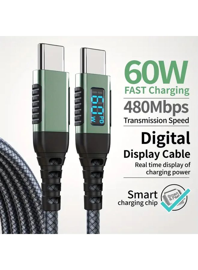 Laihonen كابل USB C سريع الشحن بطول 10 أقدام بشاشة LED عرض مدمجة مضفر من النايلون للشحن السريع - Image 1