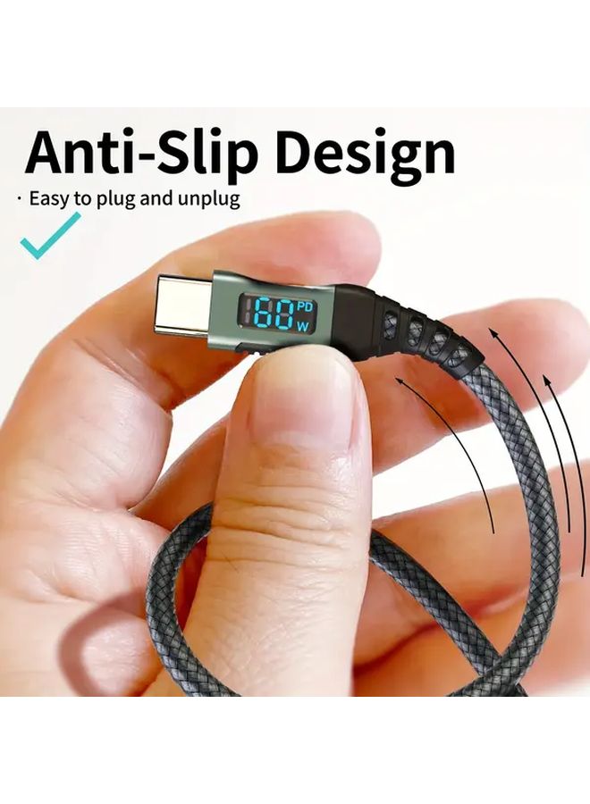 Laihonen كابل USB C سريع الشحن بطول 10 أقدام بشاشة LED عرض مدمجة مضفر من النايلون للشحن السريع - Image 5