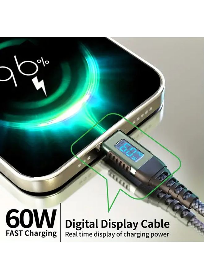 Laihonen كابل USB C سريع الشحن بطول 10 أقدام بشاشة LED عرض مدمجة مضفر من النايلون للشحن السريع - Image 4