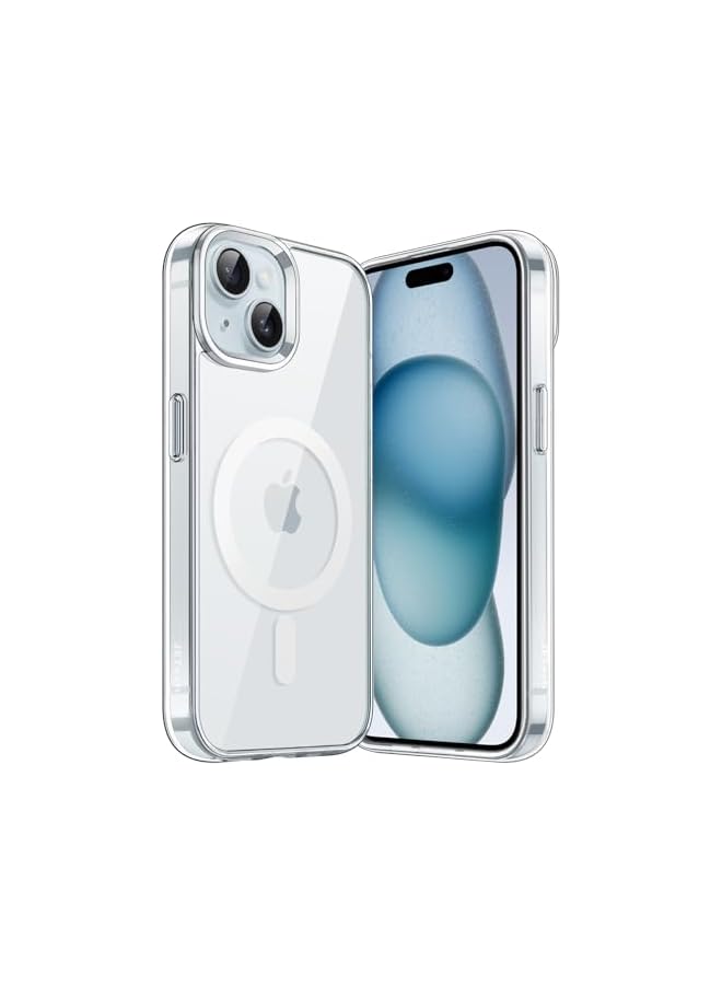 JETech Magnetic Case for iPhone 15 6.1-Inch Compatible with MagSafe Wireless Charging, Shockproof Phone Bumper Cover, Anti-Scratch Clear Back (Clear) - Image 1