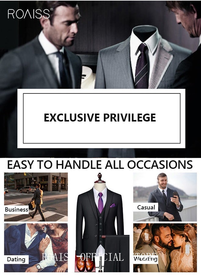 5PCS Men's Casual Suit Business Professional Suit Lapel Collar Two Single-Breasted Buttons Classic Fit Blazer Formal Wear Black(Suit + Trousers + White Shirt + Tie + Belt) - pzsku/ZAC48FE2E1828F8428F60Z/45/1741230527/6e643473-bb99-42af-a39b-a35e56262076