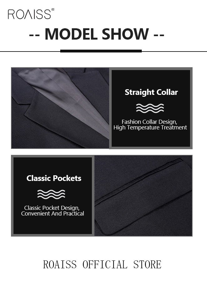 5PCS Men's Casual Suit Business Professional Suit Lapel Collar Two Single-Breasted Buttons Classic Fit Blazer Formal Wear Black(Suit + Trousers + White Shirt + Tie + Belt) - pzsku/ZAC48FE2E1828F8428F60Z/45/_/1710811335/39027436-45ba-46ec-95cd-78d1e0c75578