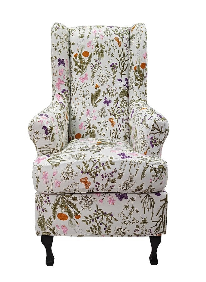 CRFATOP Wingback Chair Covers 2 Pieces Stretch Printed Wing Back Chair Cover Sofa Slipcover Washable Wingback Armchair Slipcovers Furniture Protector with Elastic Bottom for Wingback Chairs,B22 - Image 1