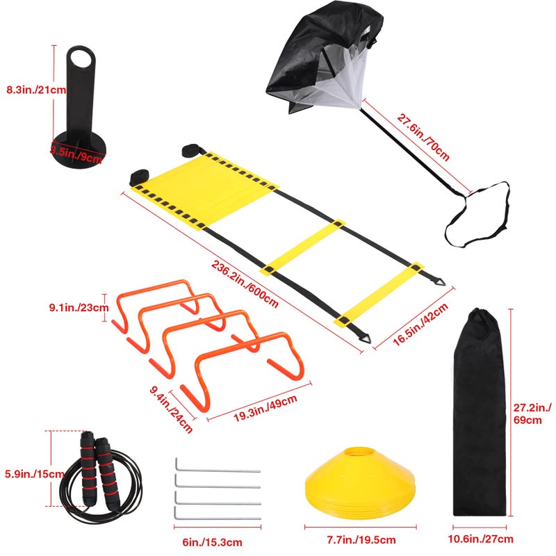 campMax Agility Ladder Speed Training Equipment - Includes Agility Ladder,Jump Rope, Agility Hurdles,12 Disc Cones,Soccer Training Equipment with Bag for Youth Adults - Image 2