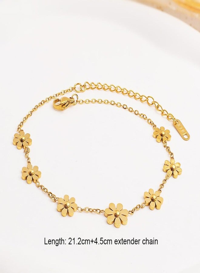 Aaishwarya 18K Gold Plated, Waterproof, Anti-Tarnish, Titanium Steel, Floral Charm Anklet| Gift for Women and Girls - Image 4
