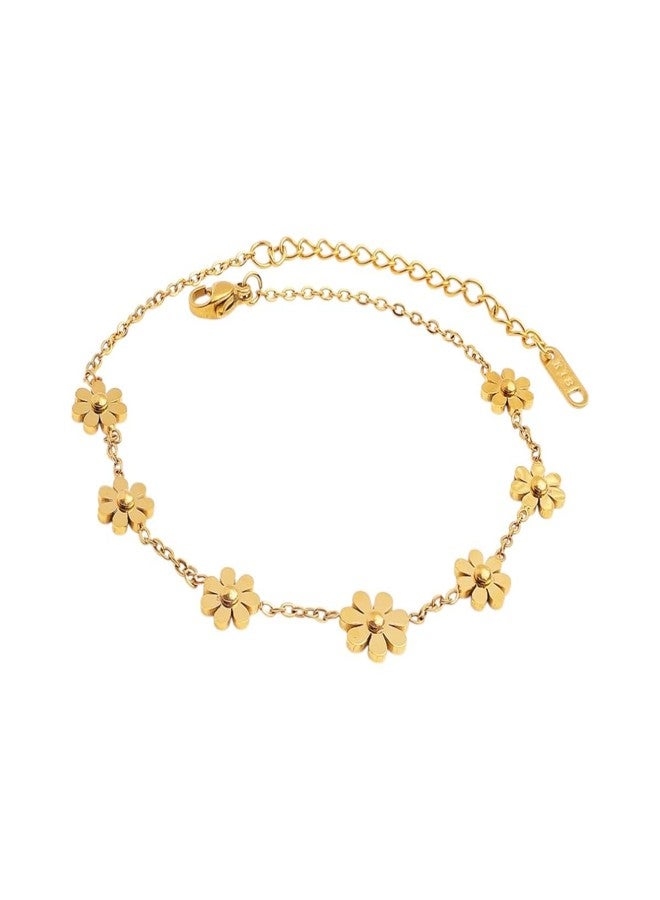 Aaishwarya 18K Gold Plated, Waterproof, Anti-Tarnish, Titanium Steel, Floral Charm Anklet| Gift for Women and Girls - Image 1