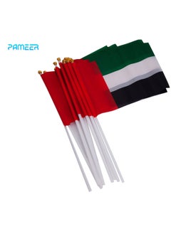بامير 12 قطعة 21 × 14 سم أعلام الاحتفال باليوم الوطني الإماراتي، أعلام الأيام الوطنية الإماراتية، أعلام خشبية بمقبض يدوي، أعلام الإمارات العربية المتحدة للسيارات، مكتب المكتب، اليوم الوطني، يوم الشهداء، احتفالات يوم العلم  - Image 2