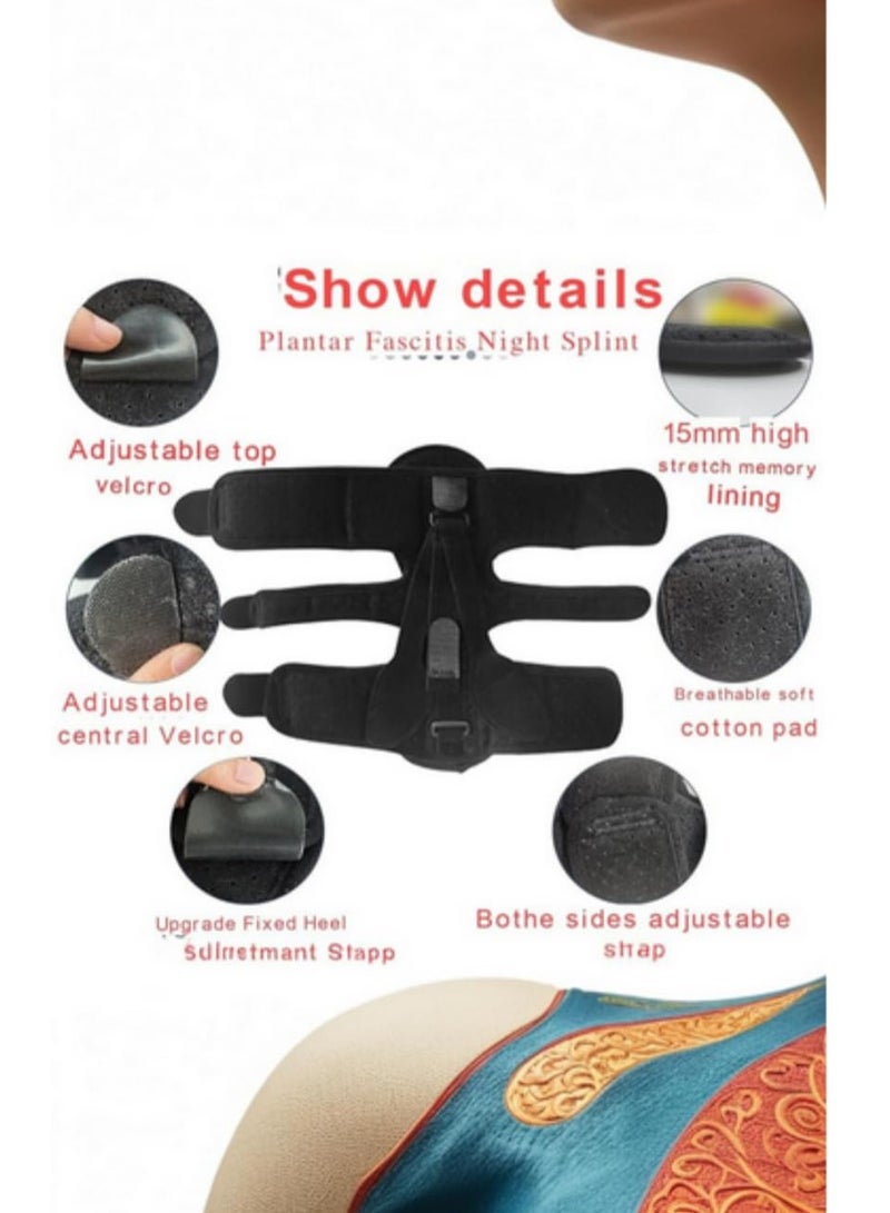 Generic Adjustable Plantar Fasciitis Night Splint Foot Drop Orthotic Brace for Pain Relief Heel Ankle Arch Support Dorsal Night Foot Splint with Elastic Strap for Plantar Fasciitis Ligament Foot Care  - Image 3