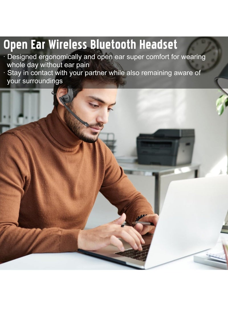 Y&D - Bluetooth 5.3 Headset, DSP Noise Cancelling Wireless Open Ear Comfort Headphones, with Detachable Microphone 12H Playtime for Office Meeting Home Working - Image 1