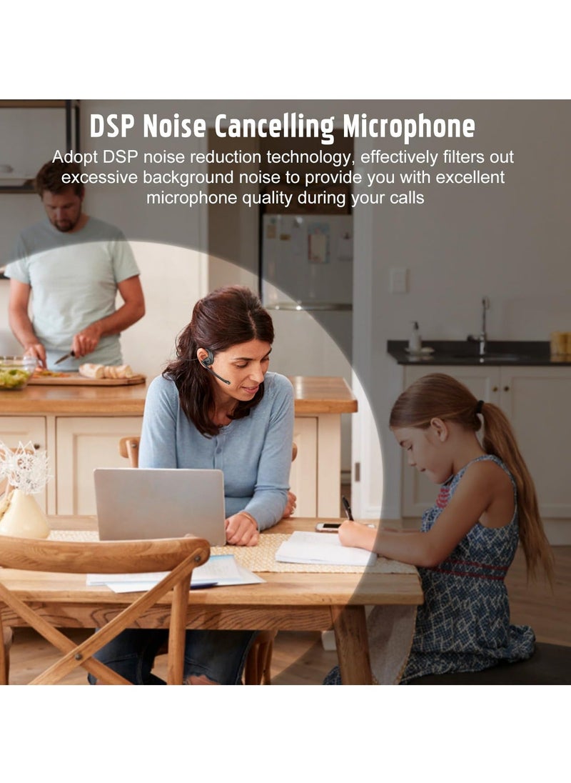 Y&D - Bluetooth 5.3 Headset, DSP Noise Cancelling Wireless Open Ear Comfort Headphones, with Detachable Microphone 12H Playtime for Office Meeting Home Working - Image 1
