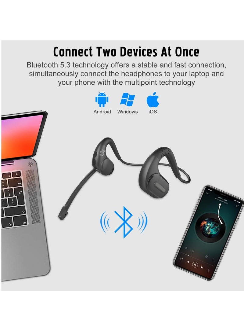 Y&D - Bluetooth 5.3 Headset, DSP Noise Cancelling Wireless Open Ear Comfort Headphones, with Detachable Microphone 12H Playtime for Office Meeting Home Working - Image 1