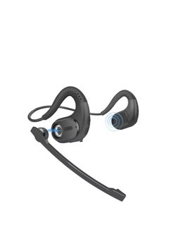 Bluetooth 5.3 Headset, DSP Noise Cancelling Wireless Open Ear Comfort Headphones, with Detachable Microphone 12H Playtime for Office Meeting Home Working