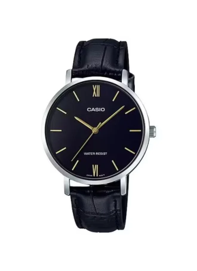 كاسيو Women's Analog Display Watch With Black Leather Strap - LTP-VT01L-1BUDF