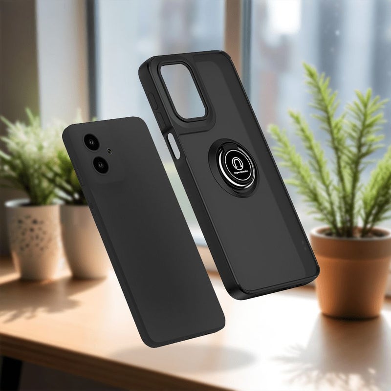 Phone Case Frosted Back Designed for Moto G60S Dark Green Multi Functional Ring Stand Skin Friendly Feel - Image 3