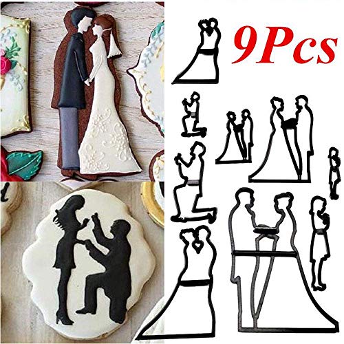 Dycica Wedding Fondant Cutters, Airlxf 9PCS Wedding Cookie Cutter Set for Anniversary/Bridal/Engagement Cake Decorating Sugarcraft Cutting Tool (Wedding Fondant Cutters) - Image 4