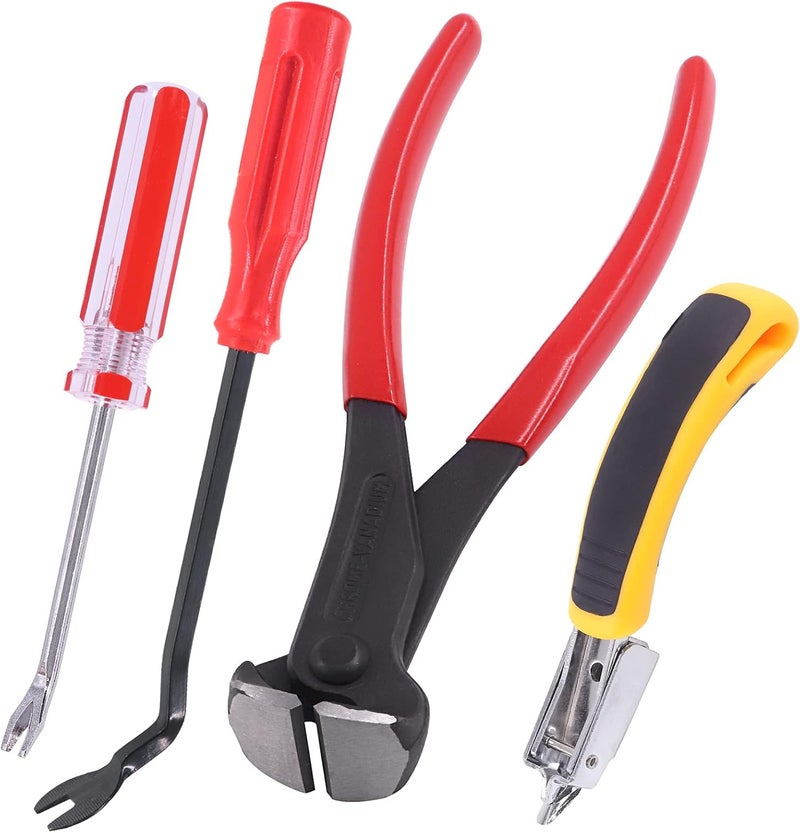 Tanstic 4Pcs Nail Puller and Staple Remover Tool Set, Including 7'' End Cutting Plier, Tack Lifter, Carpet Remover for Furniture, Floor, Wall, Car, Photo, Frame, Wooden Case, Carton - Image 1