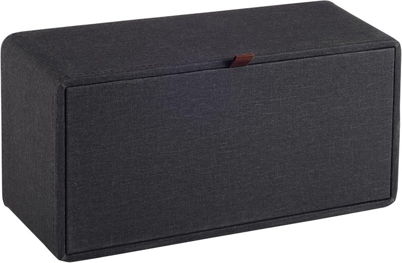 RHCSZ High-end Pu Leather Tissue Box Holder Two Color Combination-Linen and Wood Grain,Rounded Rectangle Napkin Paper Case Dispenser for Home Bathroom Dresser Offices Car Tissue Cover (Black) - Image 3