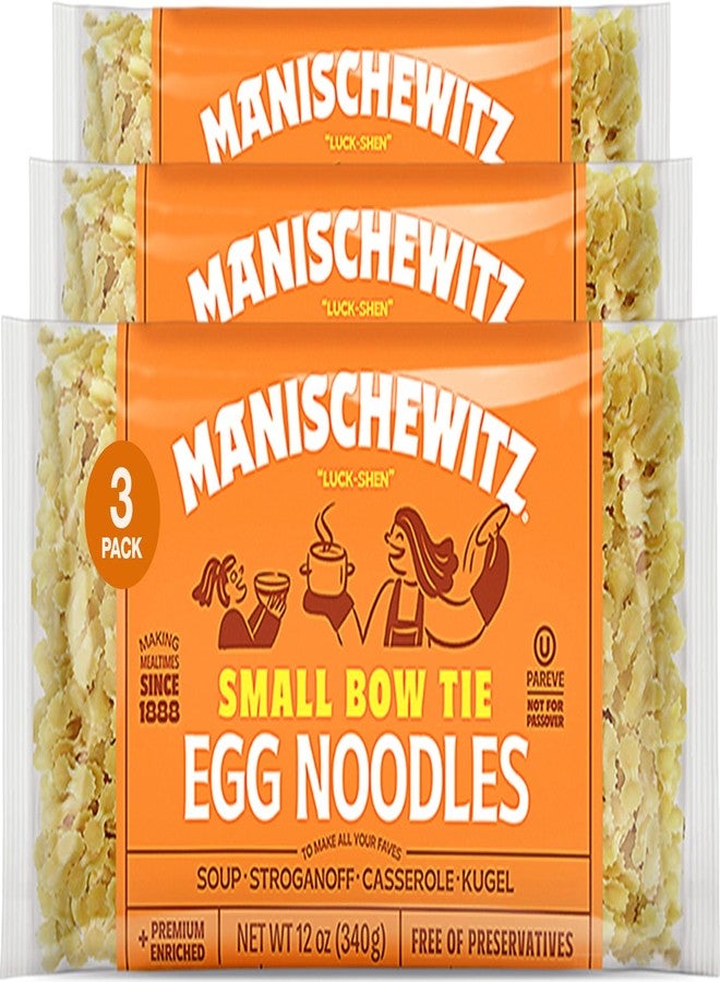 Manischewitz Small Farfalle Pasta | Small Bow Tie Egg Noodles, 12oz (3 Pack) | Homestyle Taste & Texture, Enriched, Perfect for Kasha Varnishkes, No Preservatives, Kosher - Image 1