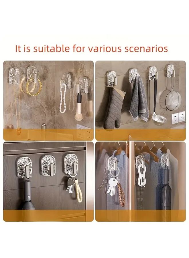 9 قطع خطافات حائط عصرية بدون حفر، بلاستيك شفاف ملمس، تركيب سهل بدون تلف - Image 3