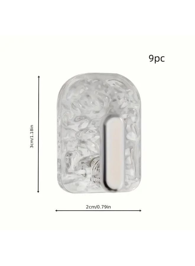9 قطع خطافات حائط عصرية بدون حفر، بلاستيك شفاف ملمس، تركيب سهل بدون تلف - Image 4