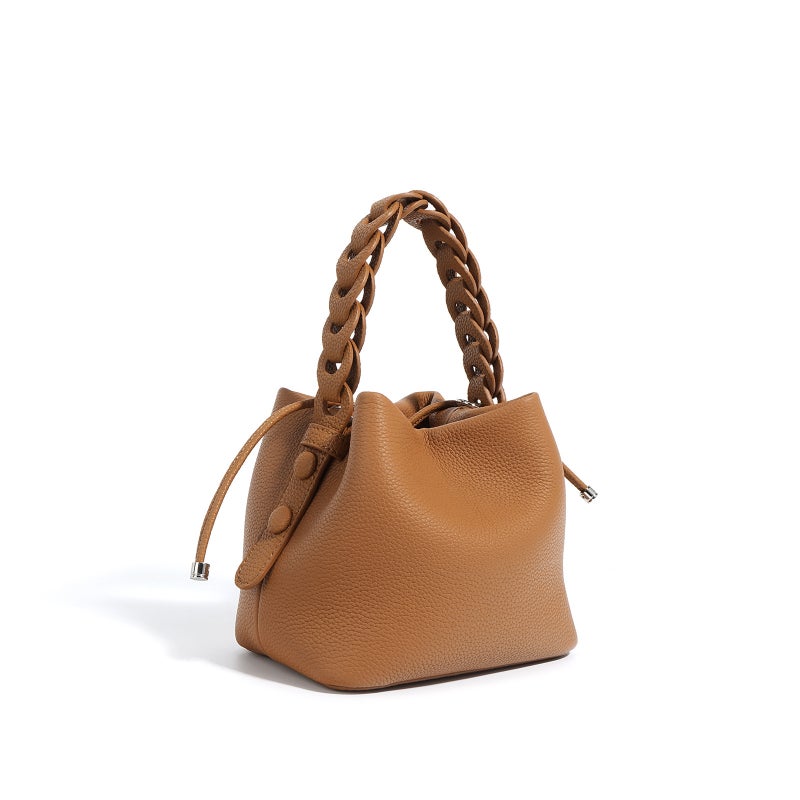 Bucket Bag Bucket Bag Women'S Genuine Leather Woven Women'S Handbag Crossbody Bag Shoulder Handbag - Image 1