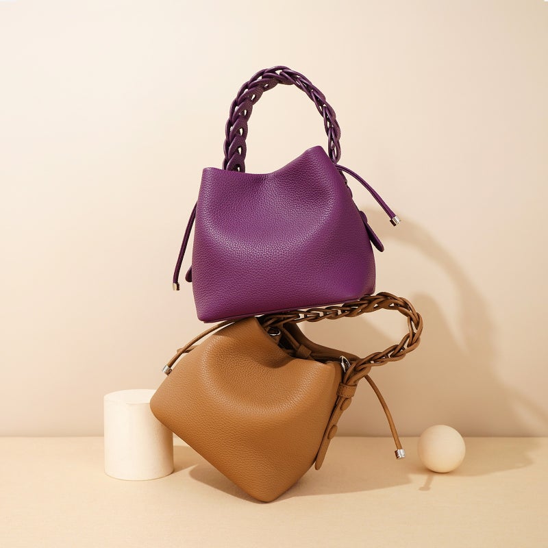 Bucket Bag Bucket Bag Women'S Genuine Leather Woven Women'S Handbag Crossbody Bag Shoulder Handbag - Image 3