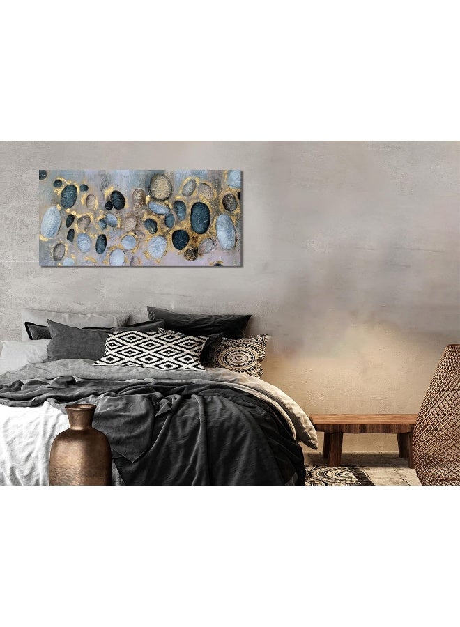 Arjun Abstract Canvas Wall Art Golden Stones Geometry Painting - Image 3
