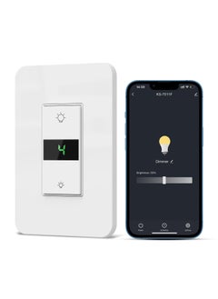 Smart Dimmer Switch 2024 New Model Digital Display Single Pole 3Way Dimmer Smart Switch Voice and Remote Control Neutral Wire Required No Hub Required  Works with Siri Alexa Google Home 2.4Ghz