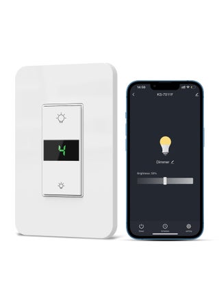 Smart Dimmer Switch 2024 New Model Digital Display Single Pole 3Way Dimmer Smart Switch Voice and Remote Control Neutral Wire Required No Hub Required  Works with Siri Alexa Google Home 2.4Ghz - pzsku/ZAC495820A70D517B232AZ/45/_/1718612440/74f4fe83-32ce-41ab-81d8-e32d0d624a84