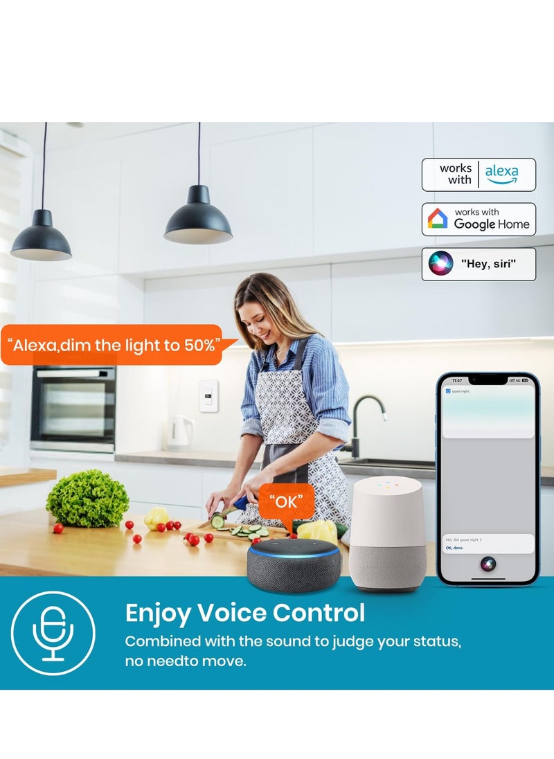 Excefore - Smart Dimmer Switch 2024 New Model Digital Display Single Pole 3Way Dimmer Smart Switch Voice and Remote Control Neutral Wire Required No Hub Required  Works with Siri Alexa Google Home 2.4Ghz - Image 1