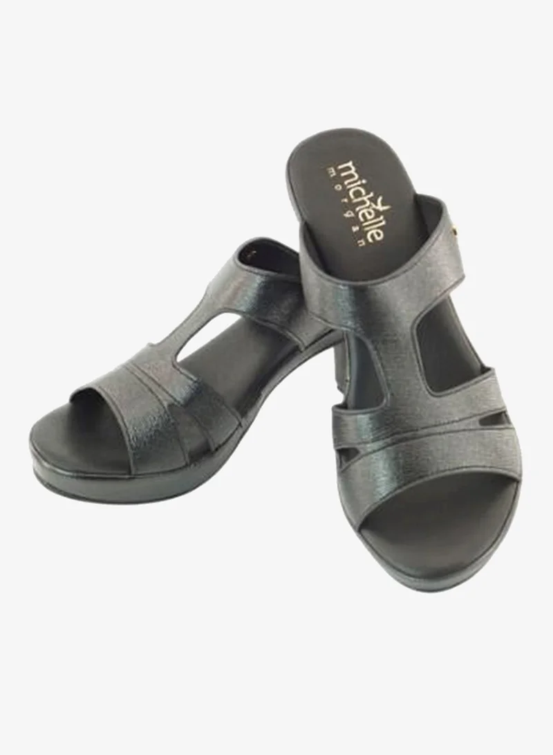 Michelle Morgan Black 092-3101 Michelle Morgan Ladies Mid Heel Sandals 514ZD099 Black for Women | Best Price UAE